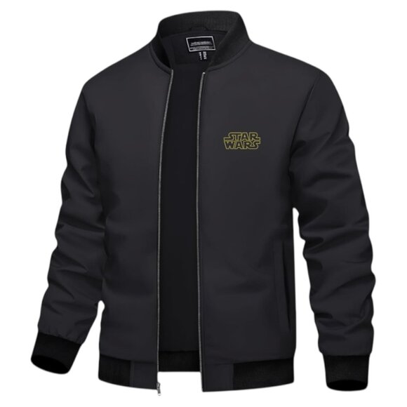 Men's Star Wars Logo Embroidered Lightweight Bomber Jacket Black